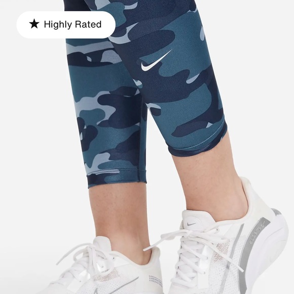 Nike One Mid Rise Blue Camo Leggings Running Workout - Picture 5 of 16